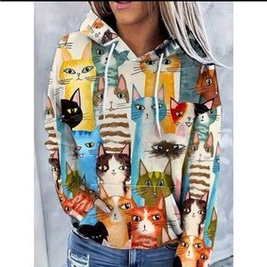 Retro Cat Sweatshirt- Size L